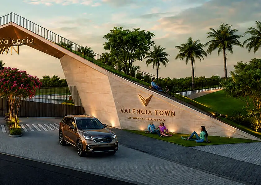 Valencia Town entrance gate at sunset, artist’s impression